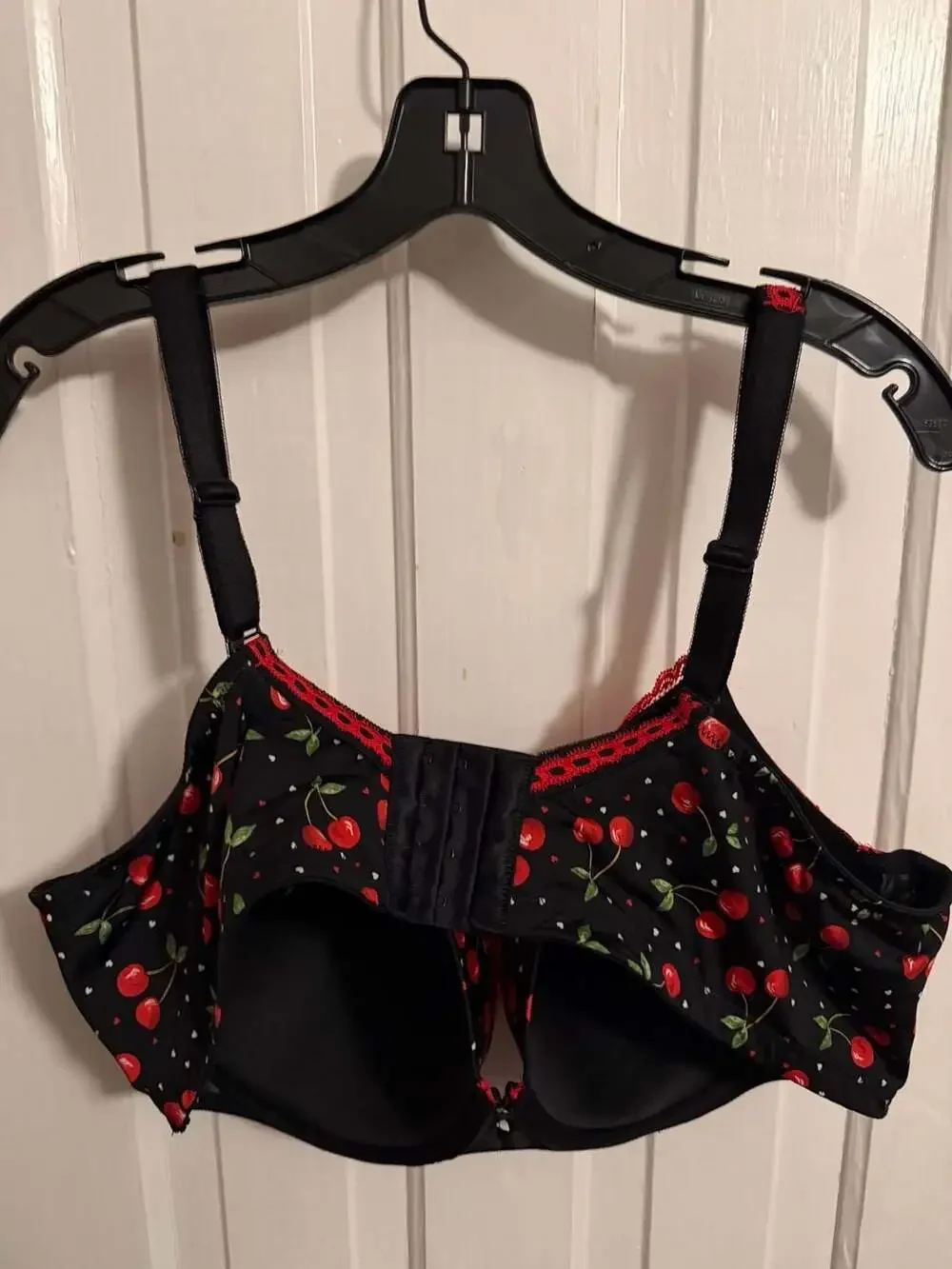Torrid Black Cherry Print Red Rose Lace Push-Up Bra Size 44D